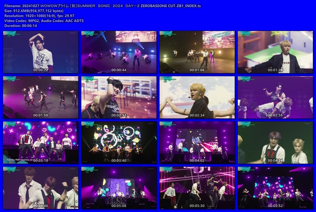 20241027 ＷＯＷＯＷプライム ［初］ＳＵＭＭＥＲ　ＳＯＮＩＣ　２０２４　ＤＡＹ－２ ZEROBASEONE CUT